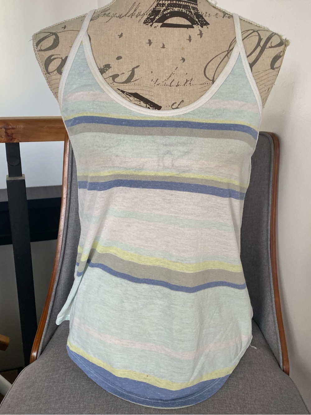 Victoria's Secret Striped Halter Tank in Blue, Yellow & White